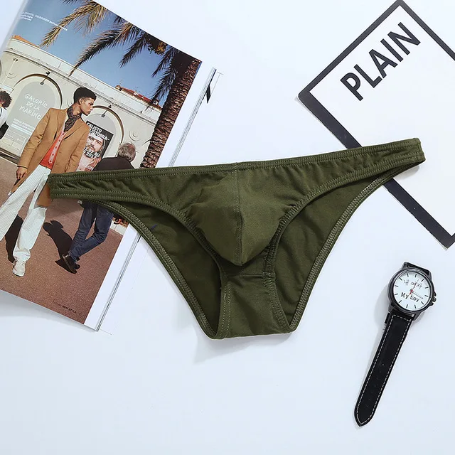 Cotton Sexy Gay Men Underwear Hot Sale Men's Bikini Briefs Solid Color for Men Underwear-RANBAO