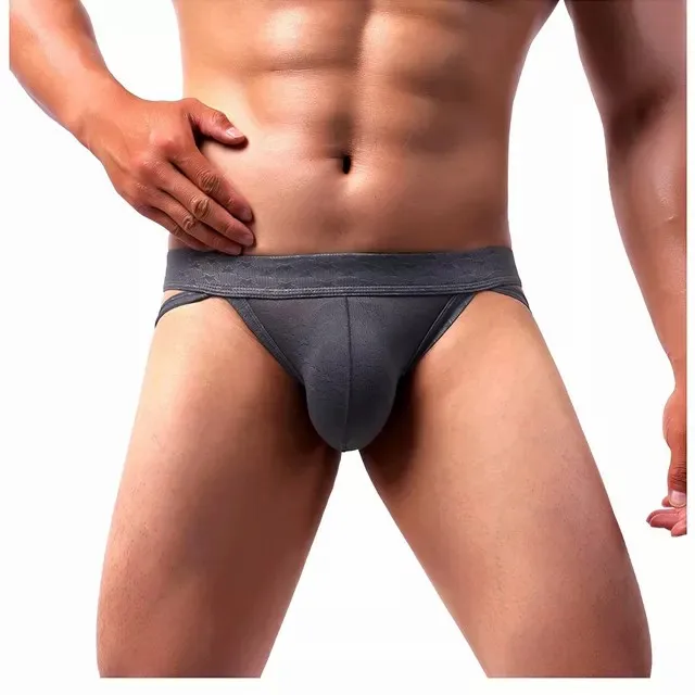 Men's Ice Silk Seamless Thong G String Elastic Low Rise Classic Bikini Athletic Briefs Breathable Underwear-RANBAO