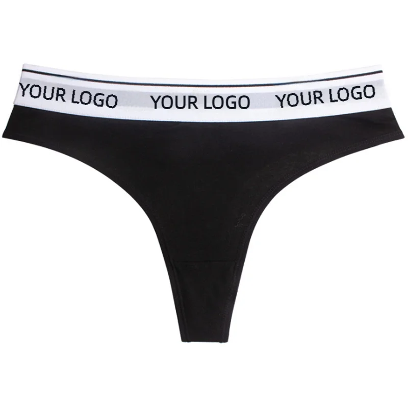 New Design Custom Logo Women Sports Fitness Mid-waist Briefs Letter Printed Cotton Panties Seamless Women Thongs-RANBAO