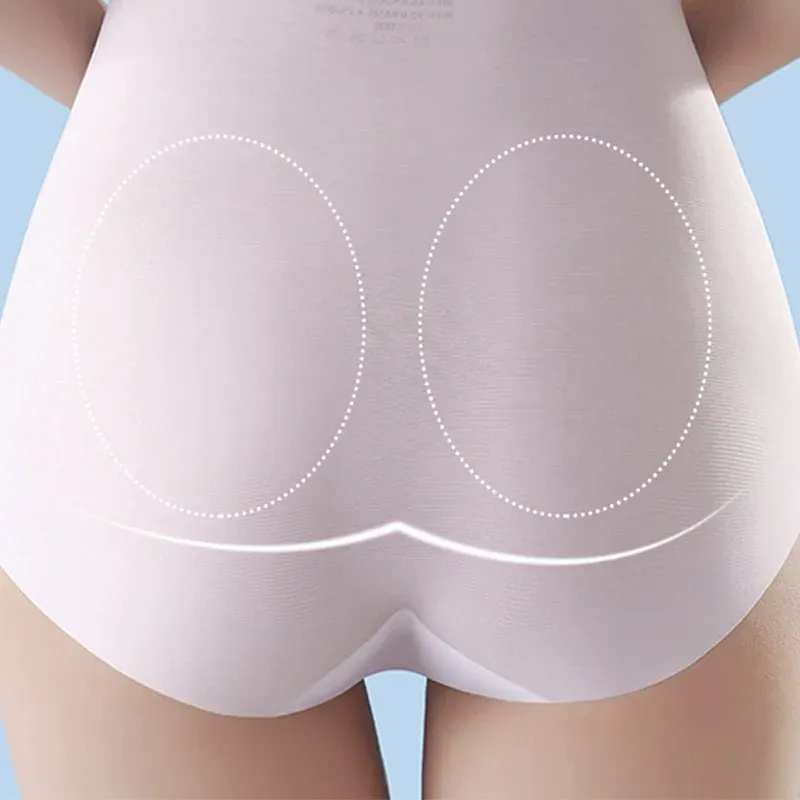 Women Breathable Ice Silk Seamless  Underwear Summer With Crotch Breathable Sexy Large Size Women Mid Waisted t Pants-RANBAO