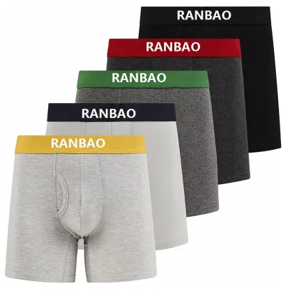 Custom Logo Tailored  Meticulously Comfort Breathable Cotton Mens Boxer Briefs-RANBAO