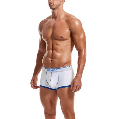 Custom LOGO Professional Made Men Underwear Cotton Low-rise Men Boxer Briefs Shiny Belt Boxer Briefs for Men-RANBAO