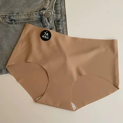 Skin-Friendly Ice Silk Seamless Women'S Underwear Summer High Elasticity Solid Briefs Panties-RANBAO