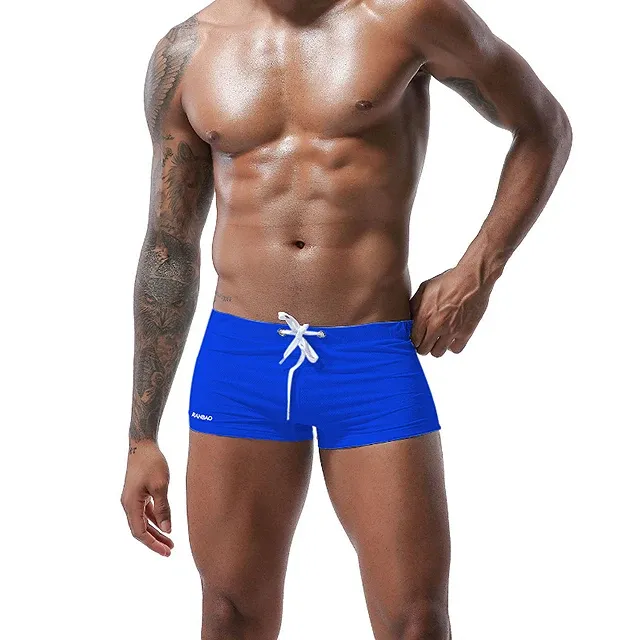 New Designer Mens Swimsuit Set Colorful String Design Swim Shorts Mid-rise Cool Mens Swim Trunk-RANBAO