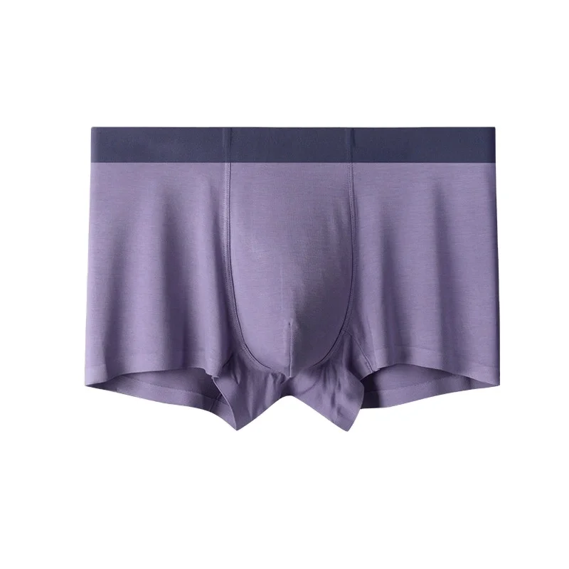 Custom Logo Comfortable Styles Mens Boys Underwear New Modal Solid Color Mid-Waist Seamless Breathable Boxer for Summer-RANBAO