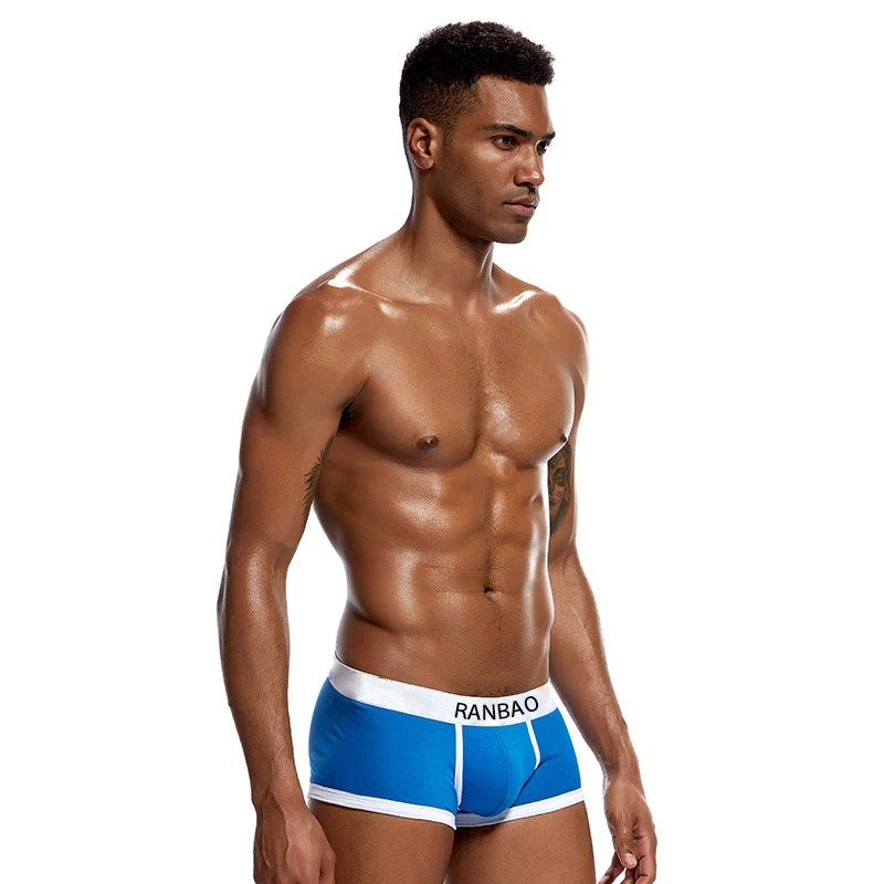 New Trend Men Boxers Briefs Custom Waistband Men Underwear Mens Classic Solid Cotton Stretch Briefs Boxers Shorts-RANBAO
