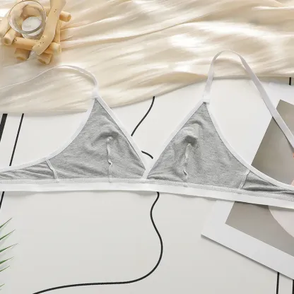 Custom Women's Grey Bikini Micro Thong Bikini Wireless Push-Up Triangle Bra & Panty for Women-RANBAO