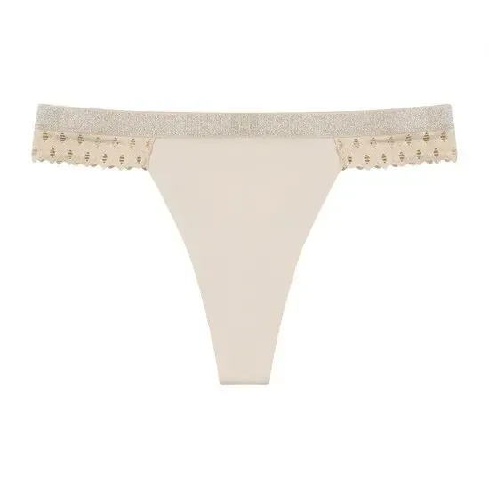 Wholesale Solid Women Thong Polyamide Seamless Underpants Ladies Sexy Low-Rise Breathable Panties Ice Silk Shiny G-String-RANBAO