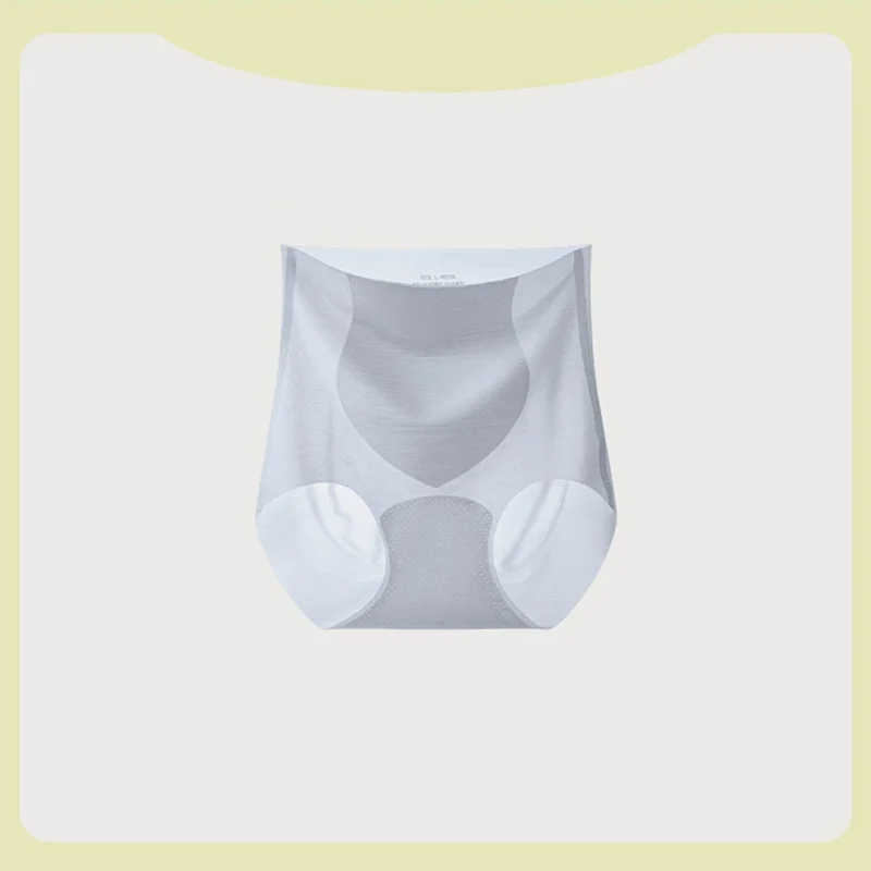 Women Breathable Ice Silk Seamless  Underwear Summer With Crotch Breathable Sexy Large Size Women Mid Waisted t Pants-RANBAO