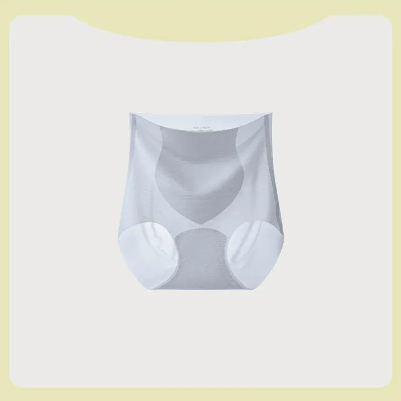 Women Breathable Ice Silk Seamless  Underwear Summer With Crotch Breathable Sexy Large Size Women Mid Waisted t Pants-RANBAO