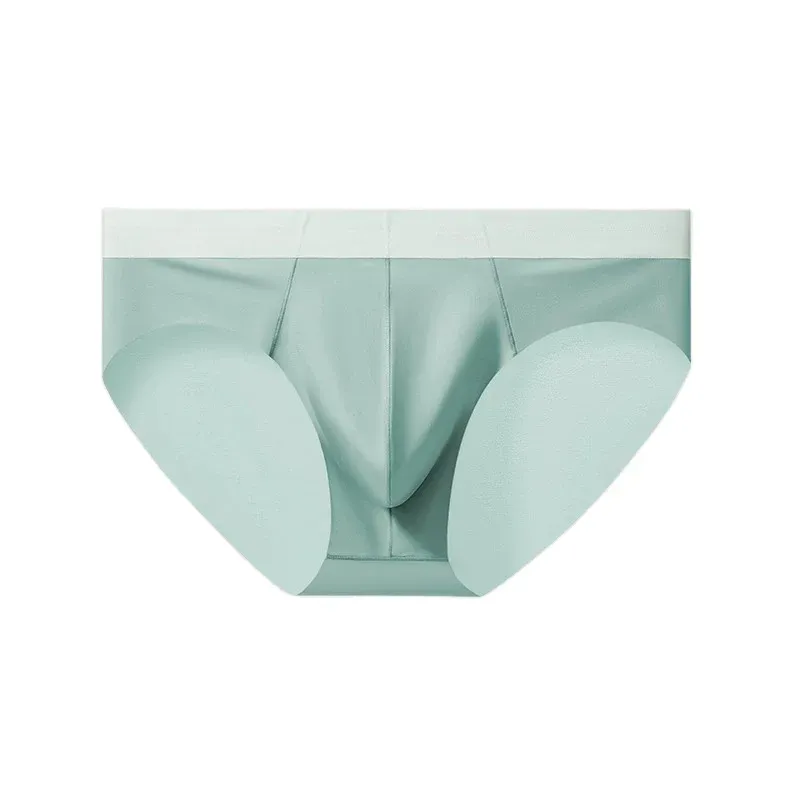 Color-Blocking Waistband Men'S Ice Silk Seamless Underpants Male Fashion Trend Youth Underwear Briefs-RANBAO