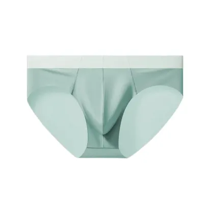 Color-Blocking Waistband Men'S Ice Silk Seamless Underpants Male Fashion Trend Youth Underwear Briefs-RANBAO
