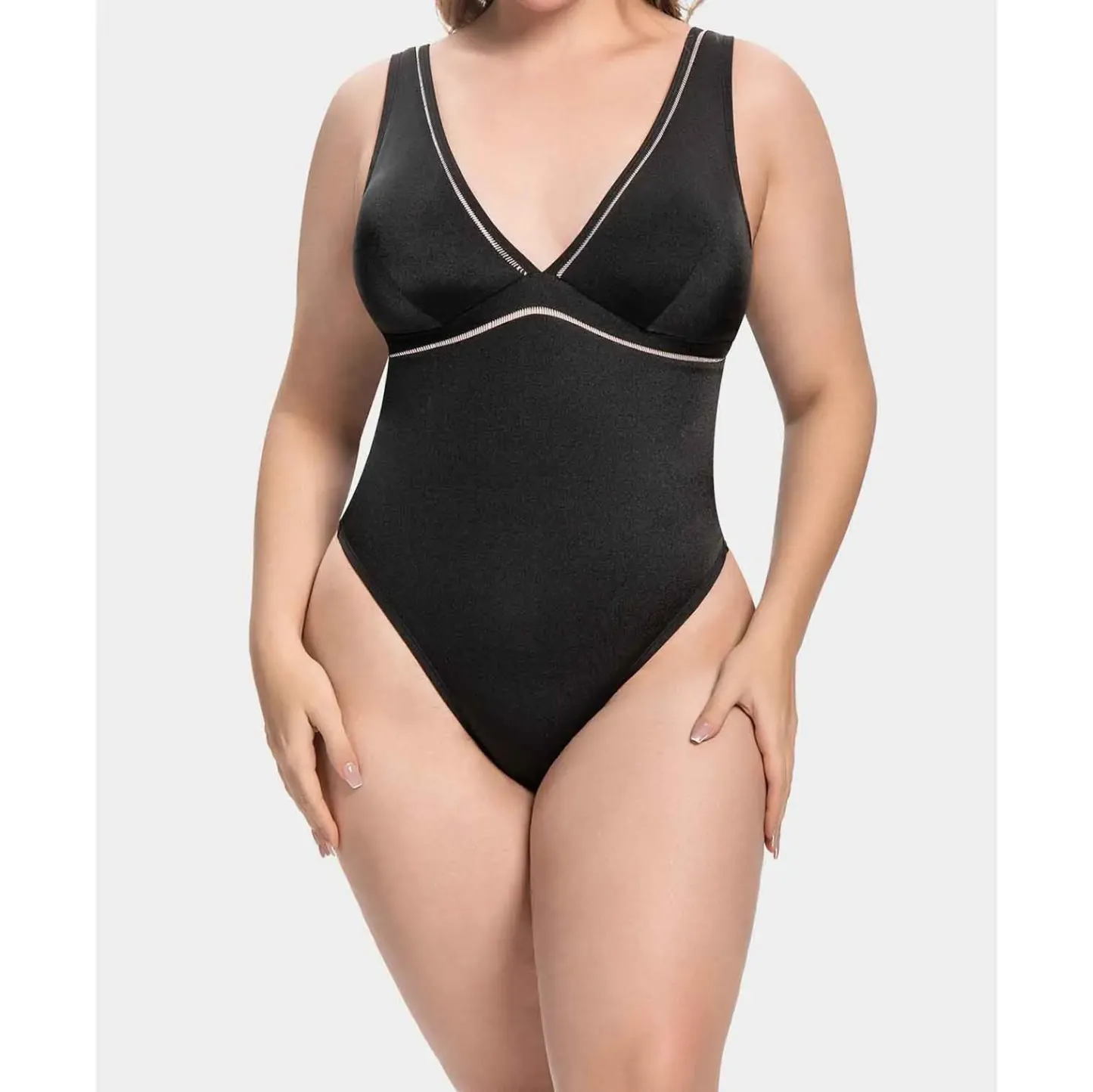 Lady's Women's Bodysuit Plus Jumpsuit for Female Beach High Cut Sexy Backless Swimsuit Swimwear Bathing Wear One Piece V-neck-RANBAO