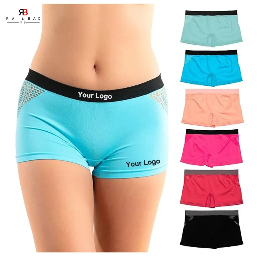 Women's Comfortable Breathable Nylon Spandex Boyshorts with Custom Logo Woven Waist Logo Cool Fabric Everyday Style Made China-RANBAO