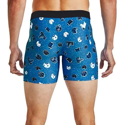 Most Stylish Fancy Front Open Big Bulge Penis Underwear comfort Flex Waistband Long Men's Cotton Boxer Briefs-RANBAO