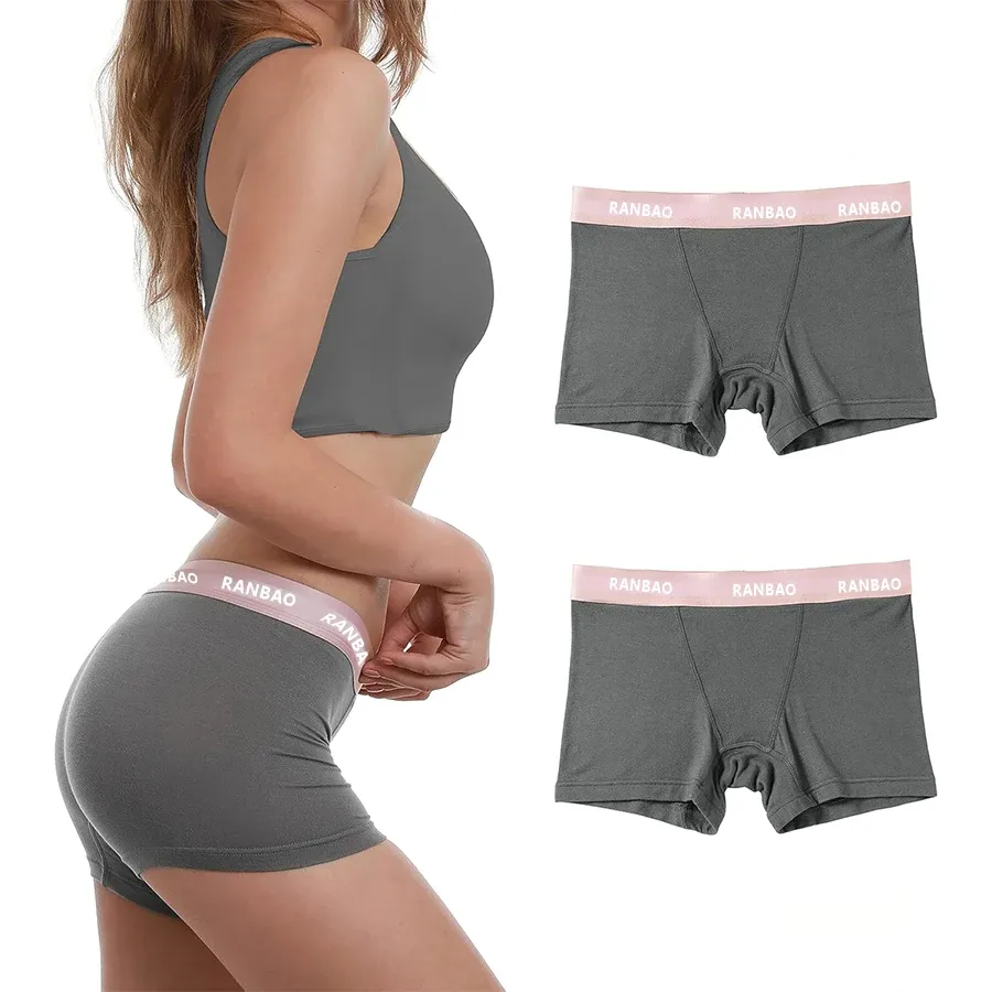 Custom Micro-fiber Waistband Modal Anti Chafing Soft Stretch Panties Womens Underwear Boy Shorts Boxer Briefs for Ladies-RANBAO