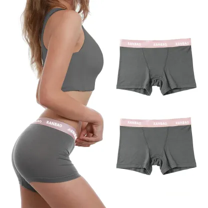 Custom Micro-fiber Waistband Modal Anti Chafing Soft Stretch Panties Womens Underwear Boy Shorts Boxer Briefs for Ladies-RANBAO