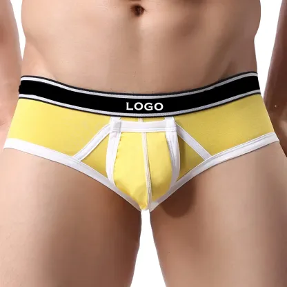 Underwear Factory Men Underwear Solid Color Spandex Pocket Underwear Briefs for Gay Men-RANBAO