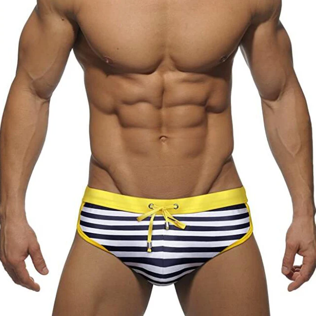 OEM Classic Striped String Closure Male Swimwear Mature Charming Sexy Men'S Swim Briefs-RANBAO