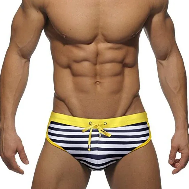 OEM Classic Striped String Closure Male Swimwear Mature Charming Sexy Men'S Swim Briefs-RANBAO