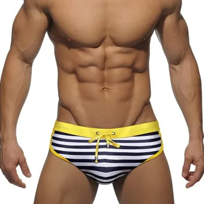 OEM Classic Striped String Closure Male Swimwear Mature Charming Sexy Men'S Swim Briefs-RANBAO