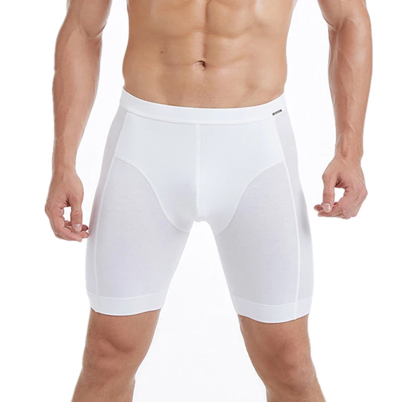 Custom Long Plain White Mature Men's Briefs Boxers Underwear Moisture Wicking Men Boxers Underwear-RANBAO