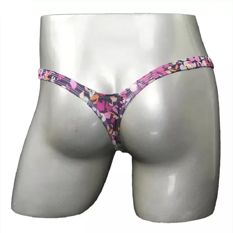 Printed Fashionable Man Sexy Underwear Male Panties Thongs With Pouch Low Rise Waist Plus Size Men'S Thongs-RANBAO