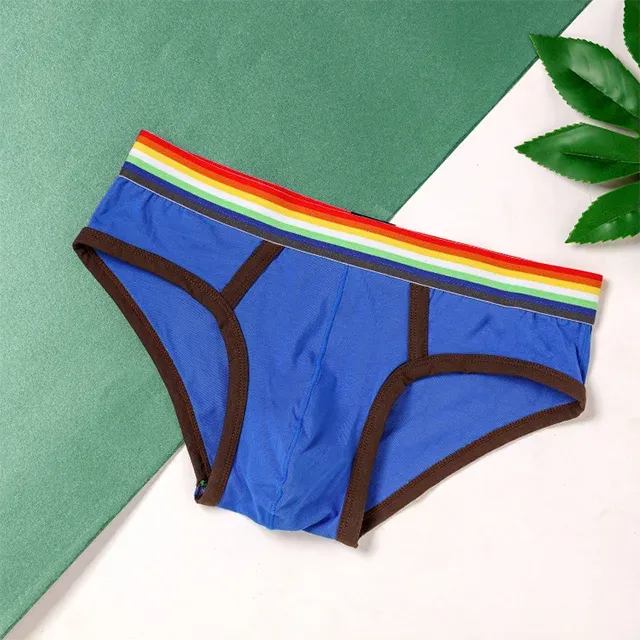 Fashionable Colorful Ribbed Mature Charming Men'S Cotton Briefs & Boxers Healthy Male Penis Underwear-RANBAO