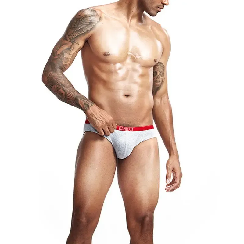 Excellent Quality Custom Private LOGO Boys Low-Rise Briefs Solid Color Man Underwear Breathable and Soft Fabric Boxer-RANBAO