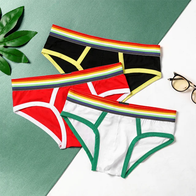 Fashionable Colorful Ribbed Mature Charming Men'S Cotton Briefs & Boxers Healthy Male Penis Underwear-RANBAO