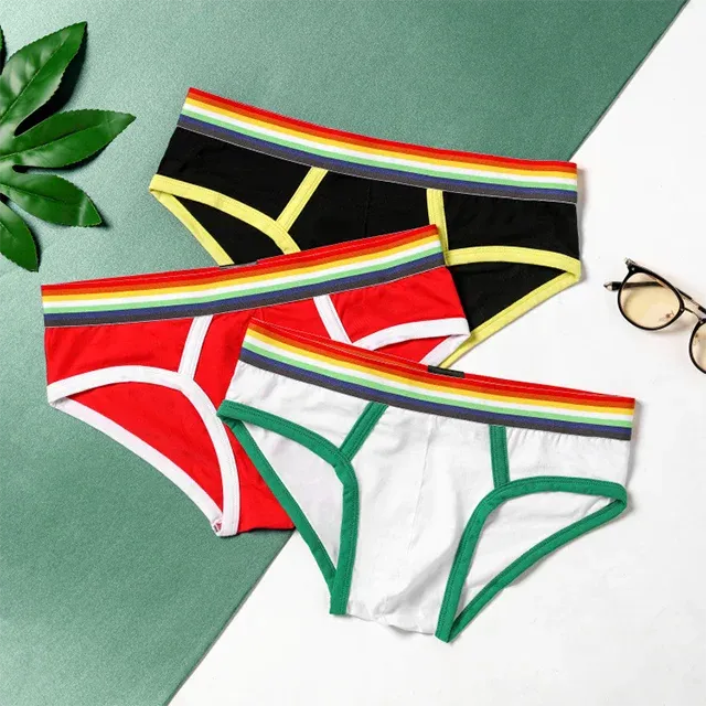 Fashionable Colorful Ribbed Mature Charming Men'S Cotton Briefs & Boxers Healthy Male Penis Underwear-RANBAO