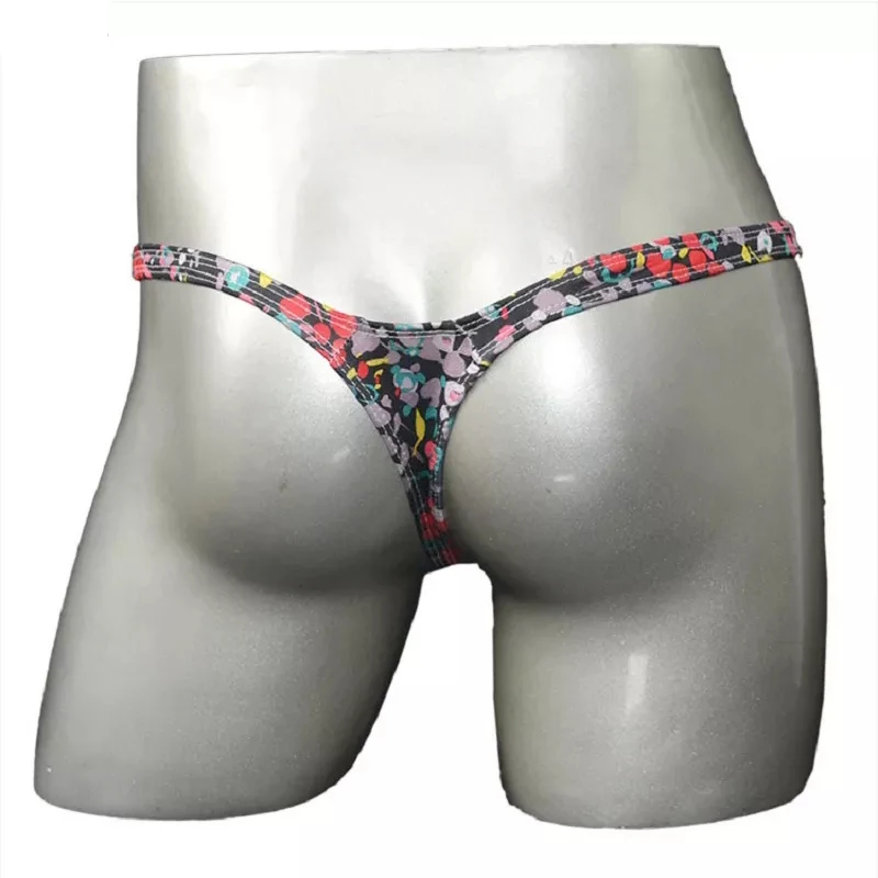 Printed Fashionable Man Sexy Underwear Male Panties Thongs With Pouch Low Rise Waist Plus Size Men'S Thongs-RANBAO
