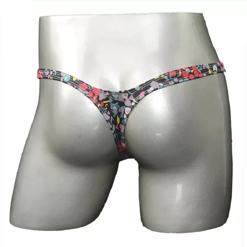 Printed Fashionable Man Sexy Underwear Male Panties Thongs With Pouch Low Rise Waist Plus Size Men'S Thongs-RANBAO