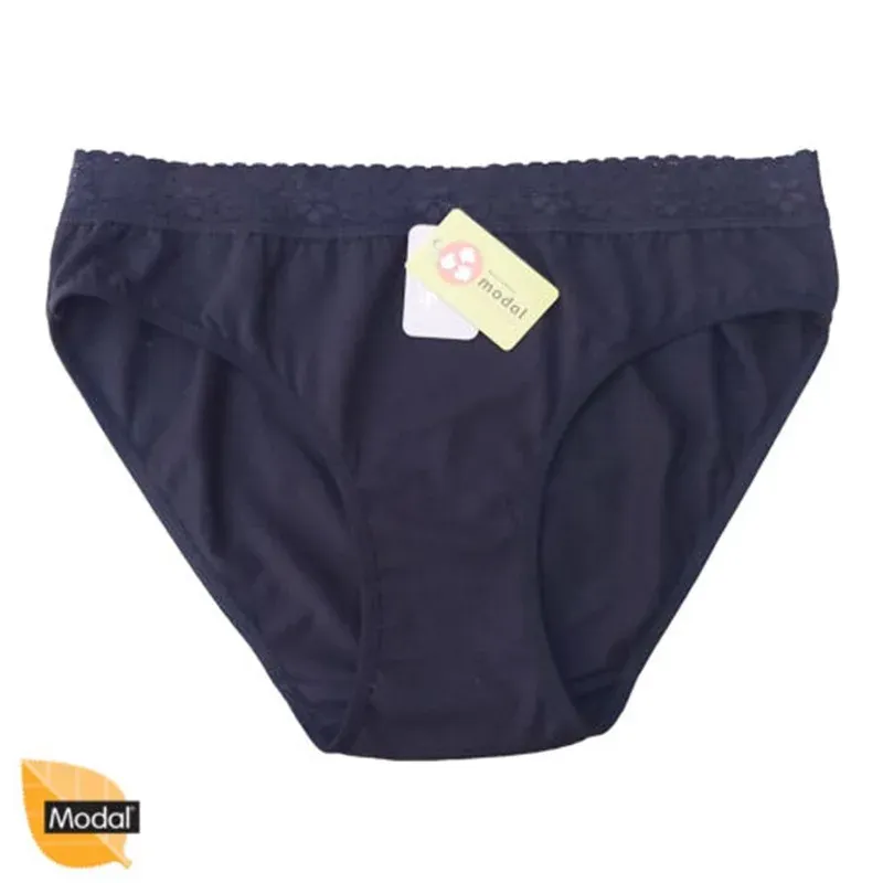 OEM Factory Custom Women's Quality Soft Cotton Modal Panties Ladies Lace Band Briefs-RANBAO