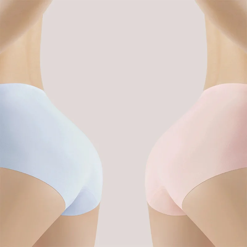 High Elastic Big Size Solid Color Anti-Static Daily Soft Seamless Ice Silk Underwear Brief Yoga Girl Women Panties-RANBAO