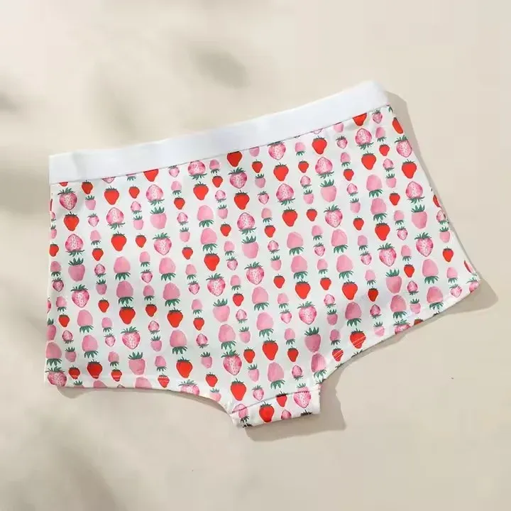 New Arrivals Mid-rise Cartoon Strawberry Patterned Panties Boxer Shorts Cute Breathable Cotton Panties Woman-RANBAO