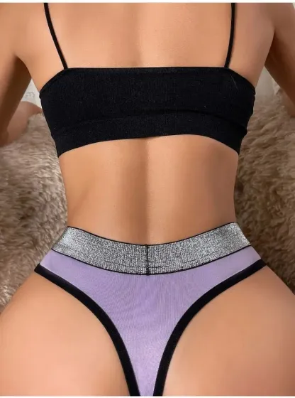 Wholesale Sexy Women Underwear Luxury Shiny Ribbon Thong Women Panties Cotton G-String-RANBAO