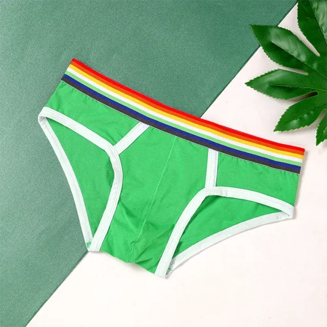 Fashionable Colorful Ribbed Mature Charming Men'S Cotton Briefs & Boxers Healthy Male Penis Underwear-RANBAO