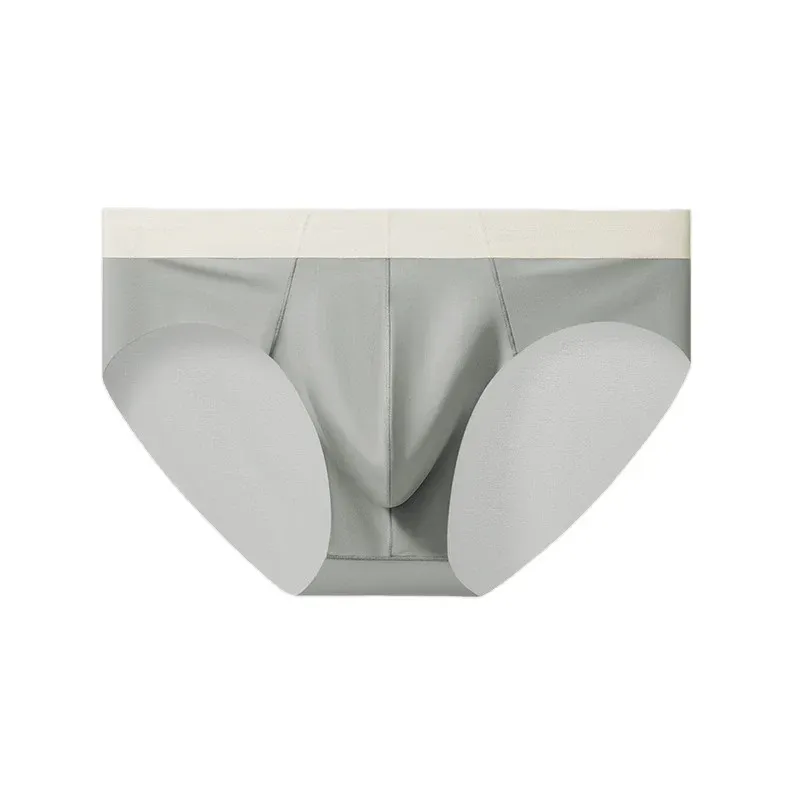 Color-Blocking Waistband Men'S Ice Silk Seamless Underpants Male Fashion Trend Youth Underwear Briefs-RANBAO