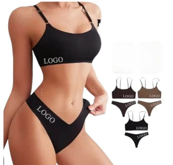 Custom Stylish Solid Cotton Modal Seamless Wireless Bras and Women Underwear Set-RANBAO