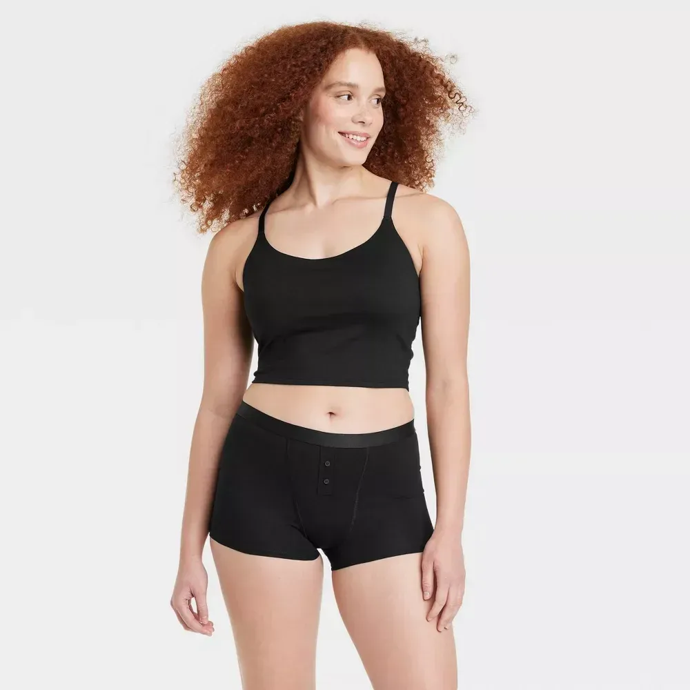 OEM Factory Full Waistband Elastic Women's Cotton Button-front Front Placket Boyshorts-RANBAO