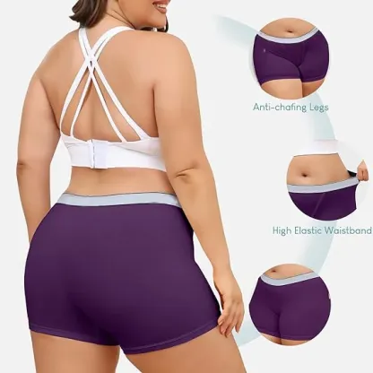 Custom Plus Size Women's Soft Underwear Anti-Chafing Woven Boy Shorts with Logo on Waist Solid Pattern Stretch Boxer Briefs-RANBAO