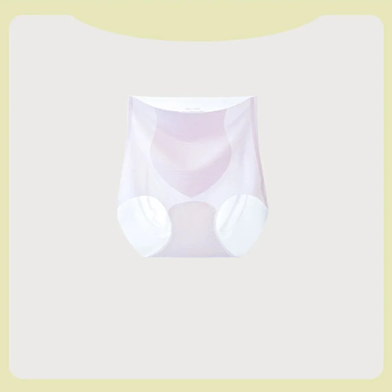 Women Breathable Ice Silk Seamless  Underwear Summer With Crotch Breathable Sexy Large Size Women Mid Waisted t Pants-RANBAO