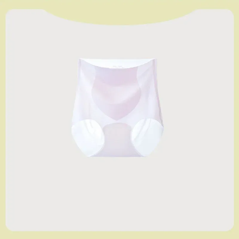 Women Breathable Ice Silk Seamless  Underwear Summer With Crotch Breathable Sexy Large Size Women Mid Waisted t Pants-RANBAO