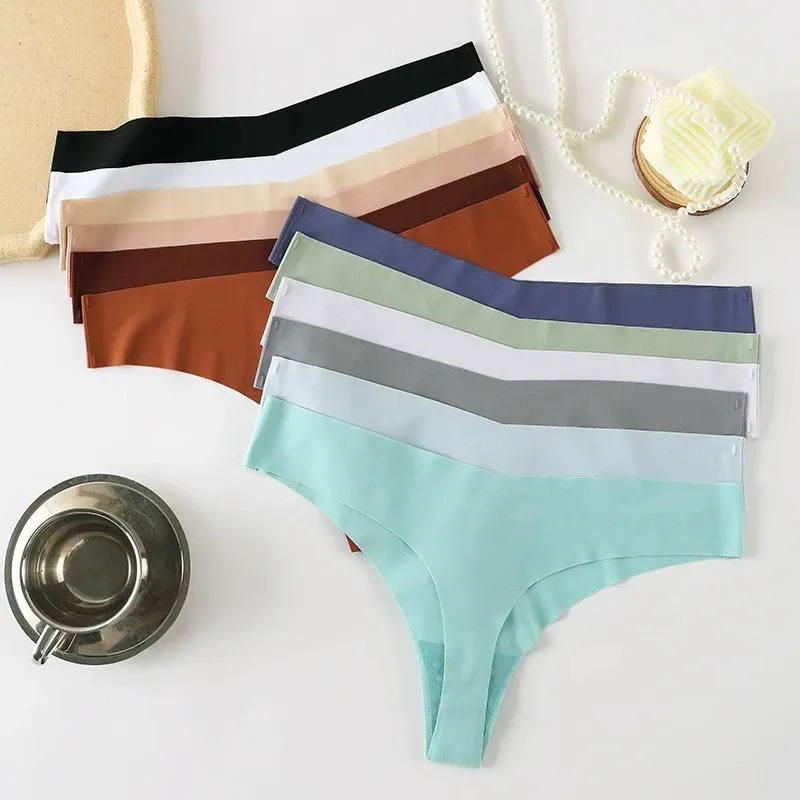 Custom Logo Women Breathable Ice Silk Seamless Low-Rise Cotton Crotch Panties Sports Fitness G-string Panties Women-RANBAO