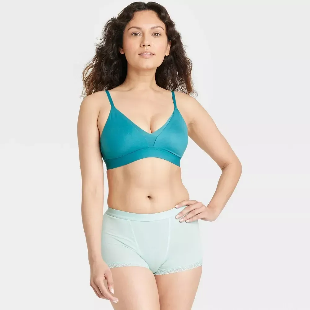 Women's Cotton Full Elastic Waistband Soft Lightweight Mid-rise Lace Lace-trim Leg Openings Boy Shorts-RANBAO