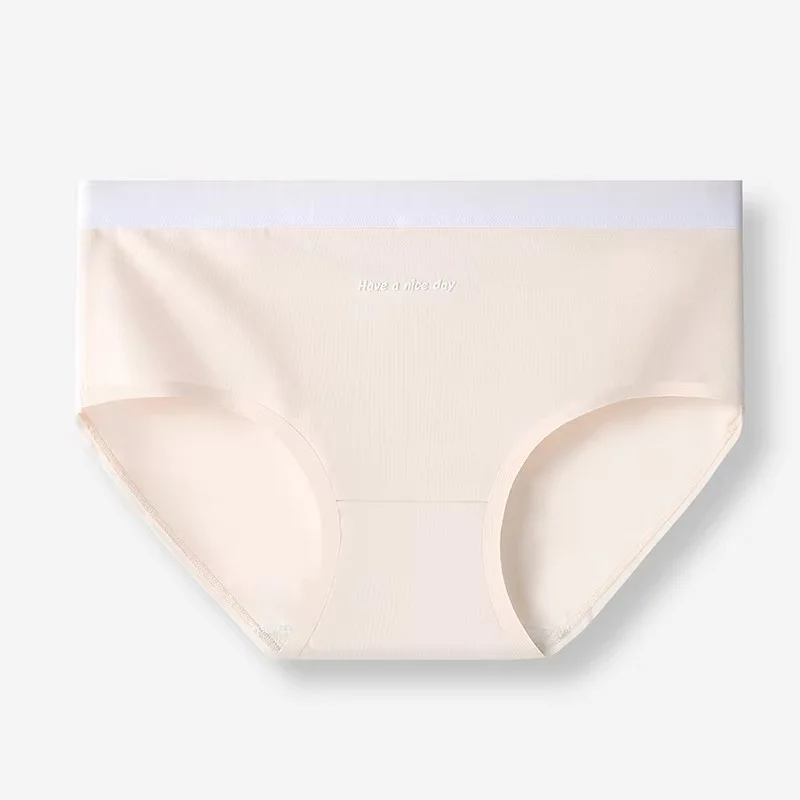 Women's Cotton Mid Rise Briefs Gradient Waistband Everyday Bikini Panties Solid Pattern Ladies Underwear-RANBAO