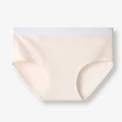 Women's Cotton Mid Rise Briefs Gradient Waistband Everyday Bikini Panties Solid Pattern Ladies Underwear-RANBAO