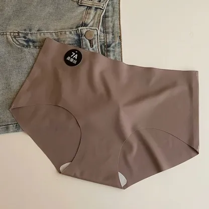 Skin-Friendly Ice Silk Seamless Women'S Underwear Summer High Elasticity Solid Briefs Panties-RANBAO