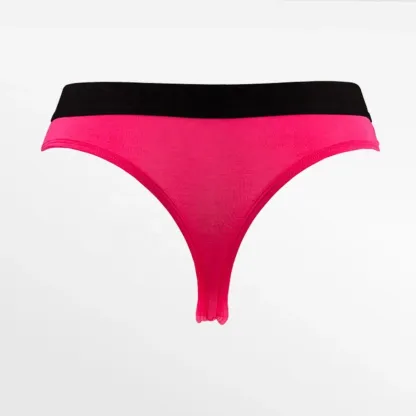 High Quality Low-Rise Ladies Thong Hot Sale Pink Bamboo Cellulose Fiber Woven with Logo on Waist for Adults Made in China-RANBAO